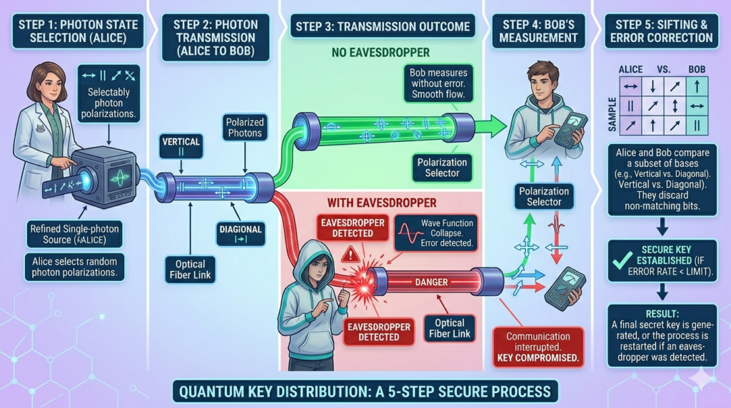 Quantum key distribution process